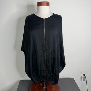 Tory Burch black oversized silk blend top